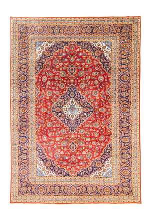 Persisk tæppe - Keshan - 362 x 251 cm - mørkerød