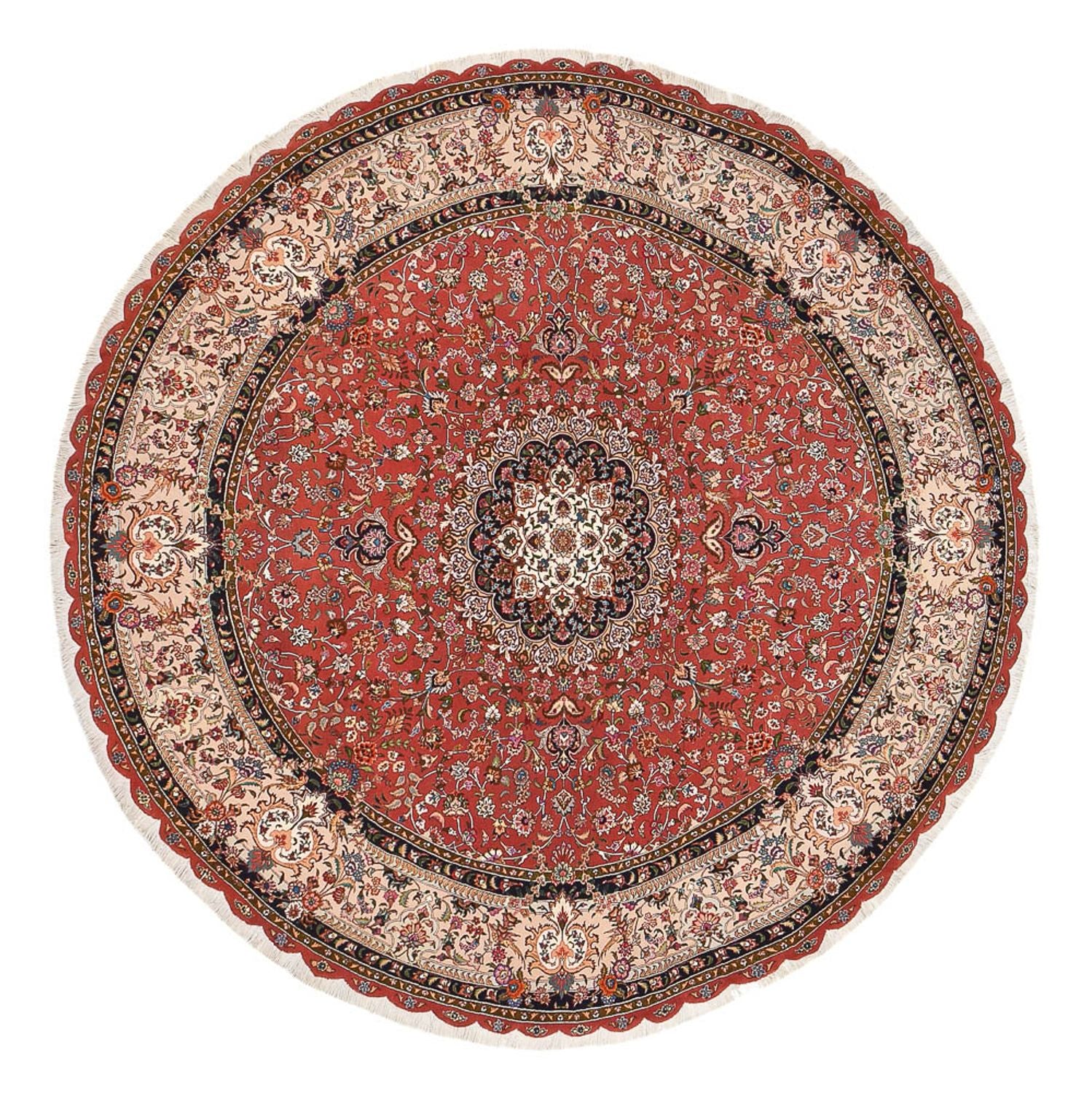 Persisk tæppe - Tabriz - Premium rundt  - 300 x 300 cm - rød