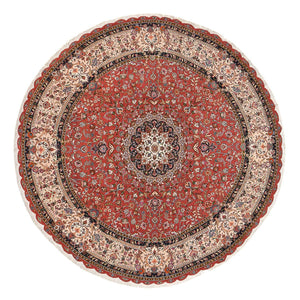 Persisk tæppe - Tabriz - Premium rundt  - 300 x 300 cm - rød