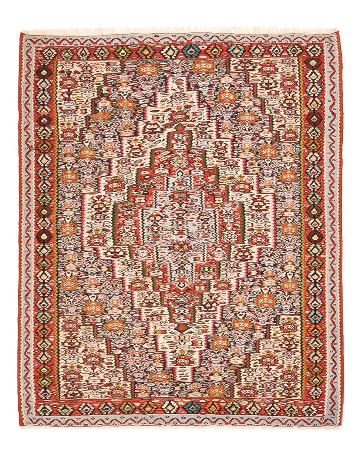 Kelim-tæppe - orientalsk - 150 x 118 cm - terrakotta