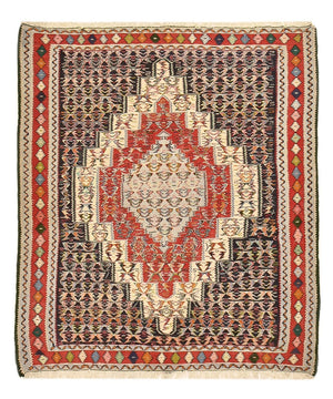 Kelim-tæppe - orientalsk firkantet  - 147 x 130 cm - rød