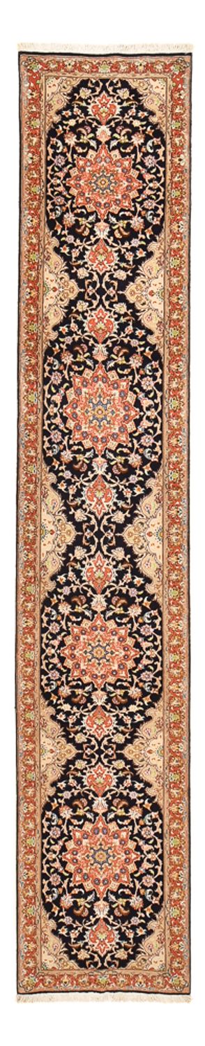 Løber Persisk tæppe - Tabriz - Royal - 380 x 75 cm - mørkeblå