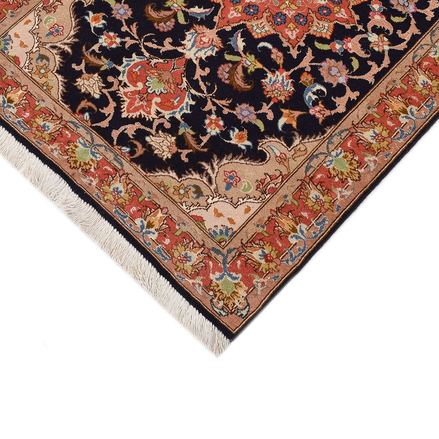 Løber Persisk tæppe - Tabriz - Royal - 380 x 75 cm - mørkeblå