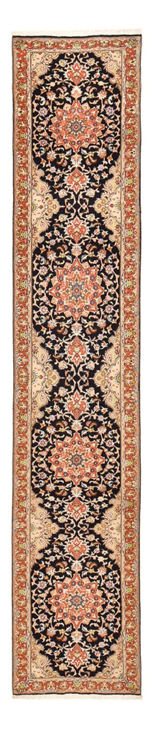 Løber Persisk tæppe - Tabriz - Royal - 380 x 75 cm - mørkeblå