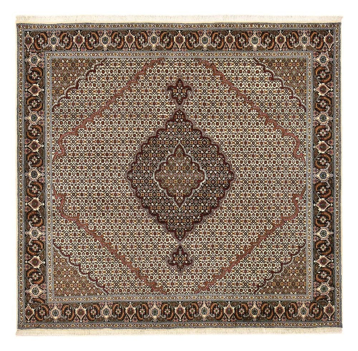 Persisk tæppe - Tabriz - Royal firkantet  - 200 x 200 cm - brun