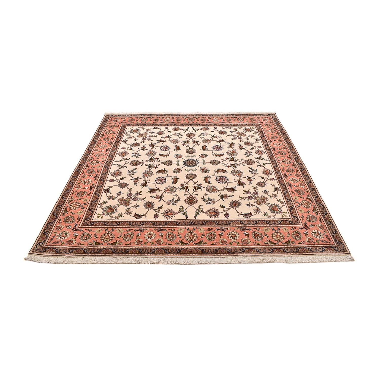 Persisk tæppe - Tabriz - Royal firkantet  - 210 x 204 cm - lys beige