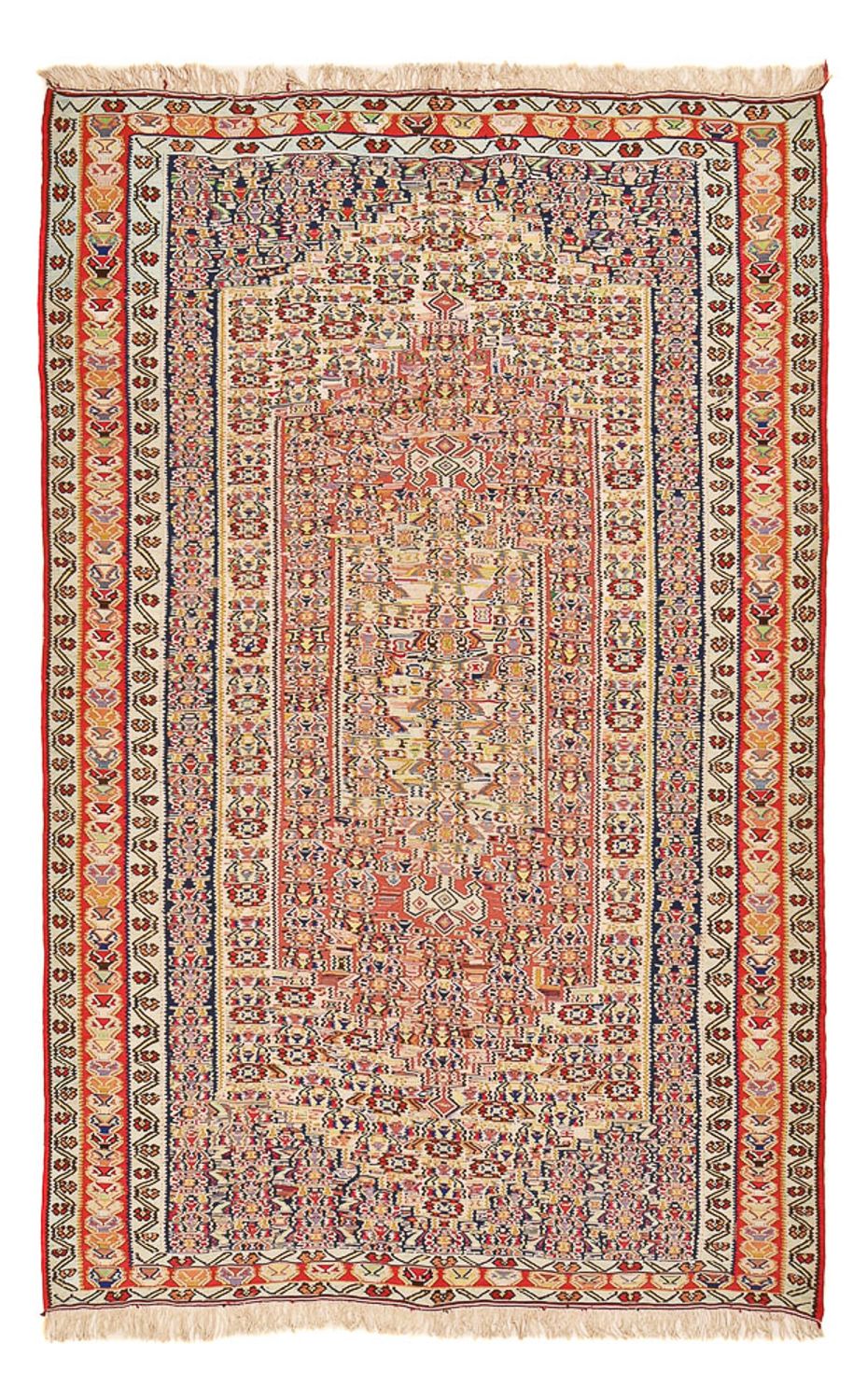 Kelim-tæppe - orientalsk - 250 x 153 cm - lysrød
