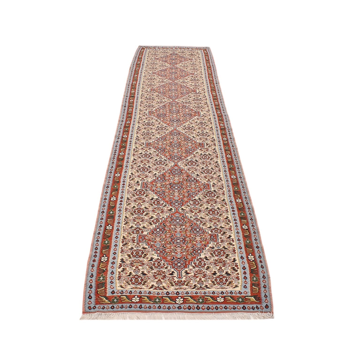 Løber Kelim-tæppe - orientalsk - 393 x 87 cm - beige