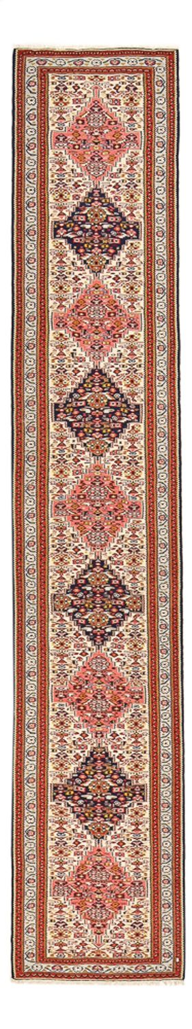 Løber Kelim-tæppe - orientalsk - 437 x 81 cm - beige
