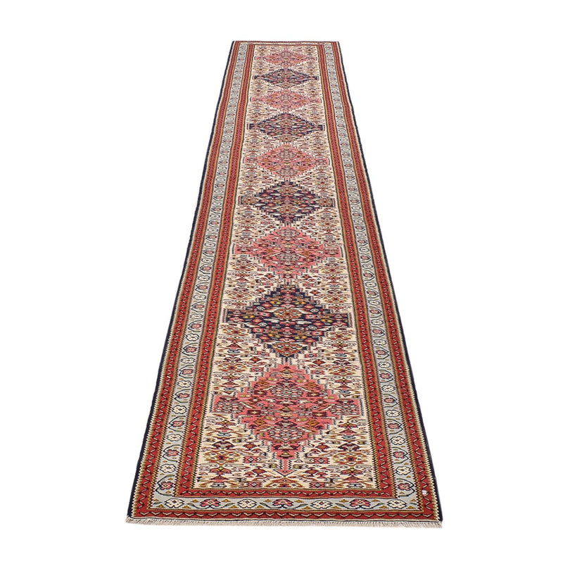 Løber Kelim-tæppe - orientalsk - 437 x 81 cm - beige