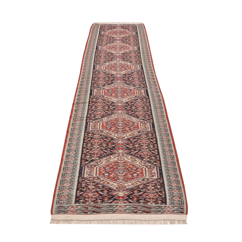 Løber Kelim-tæppe - orientalsk - 395 x 85 cm - mørk beige