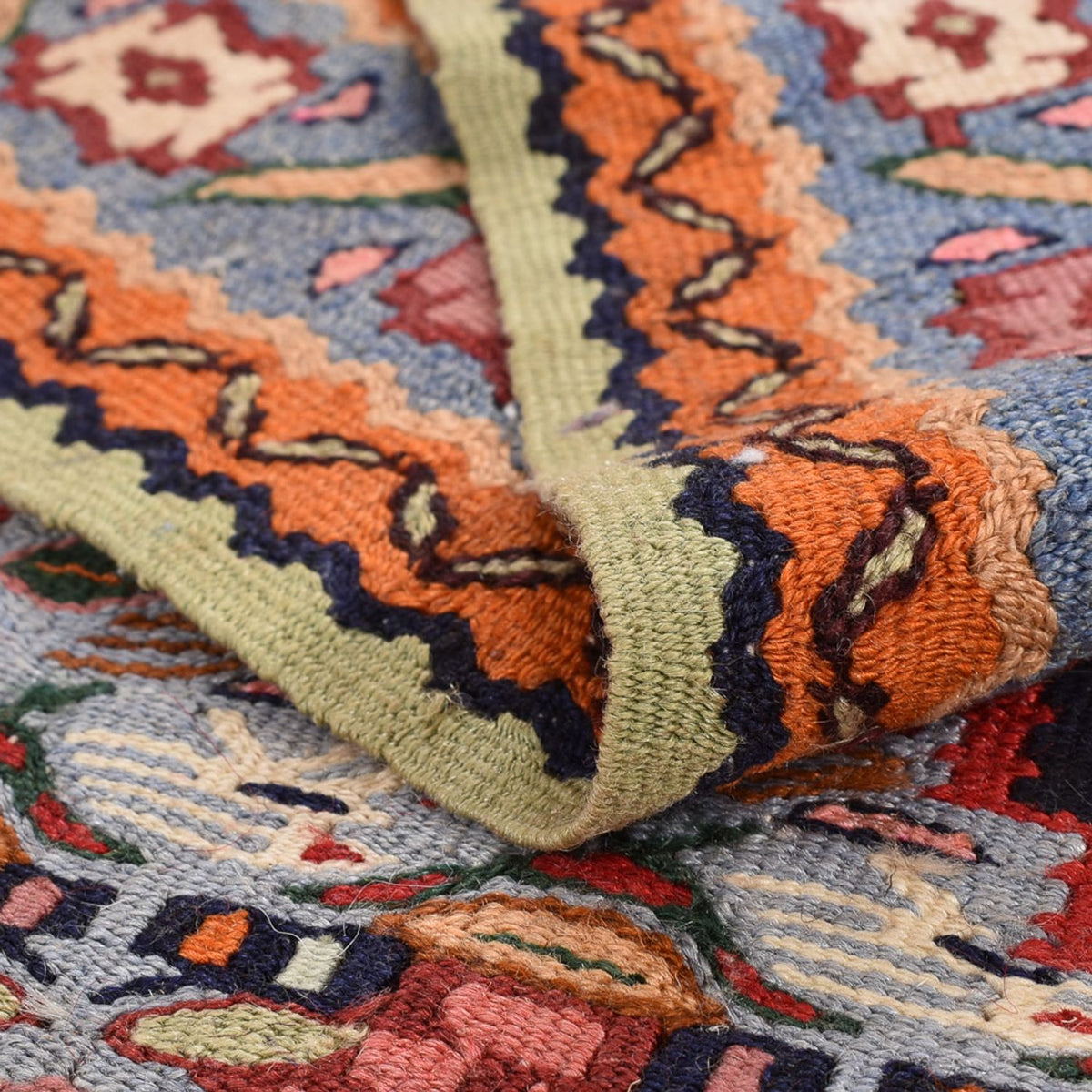 Løber Kelim-tæppe - orientalsk - 415 x 85 cm - mørkeblå