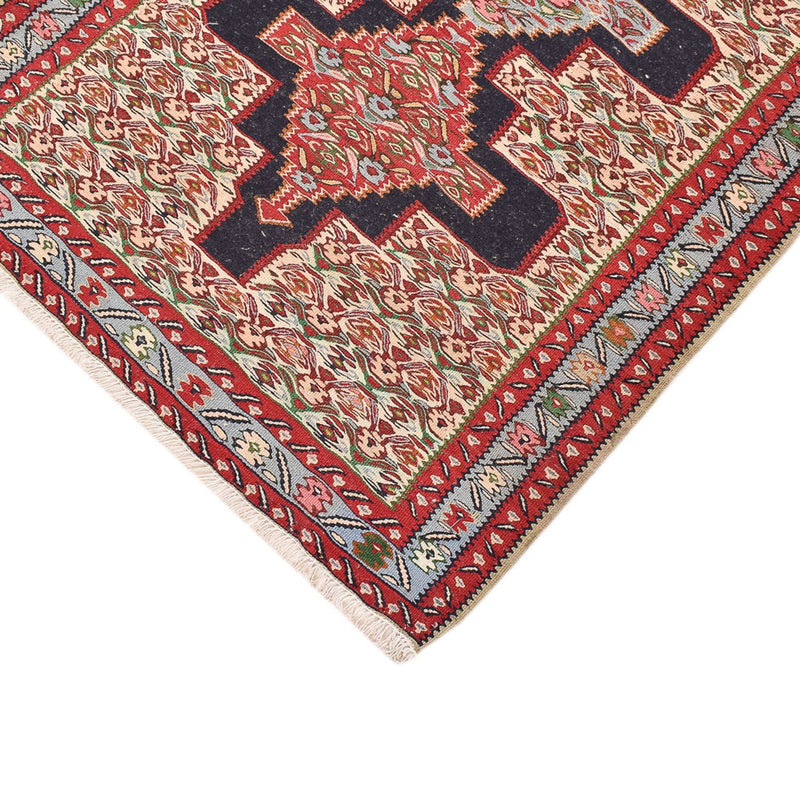 Løber Kelim-tæppe - orientalsk - 395 x 87 cm - mørkeblå