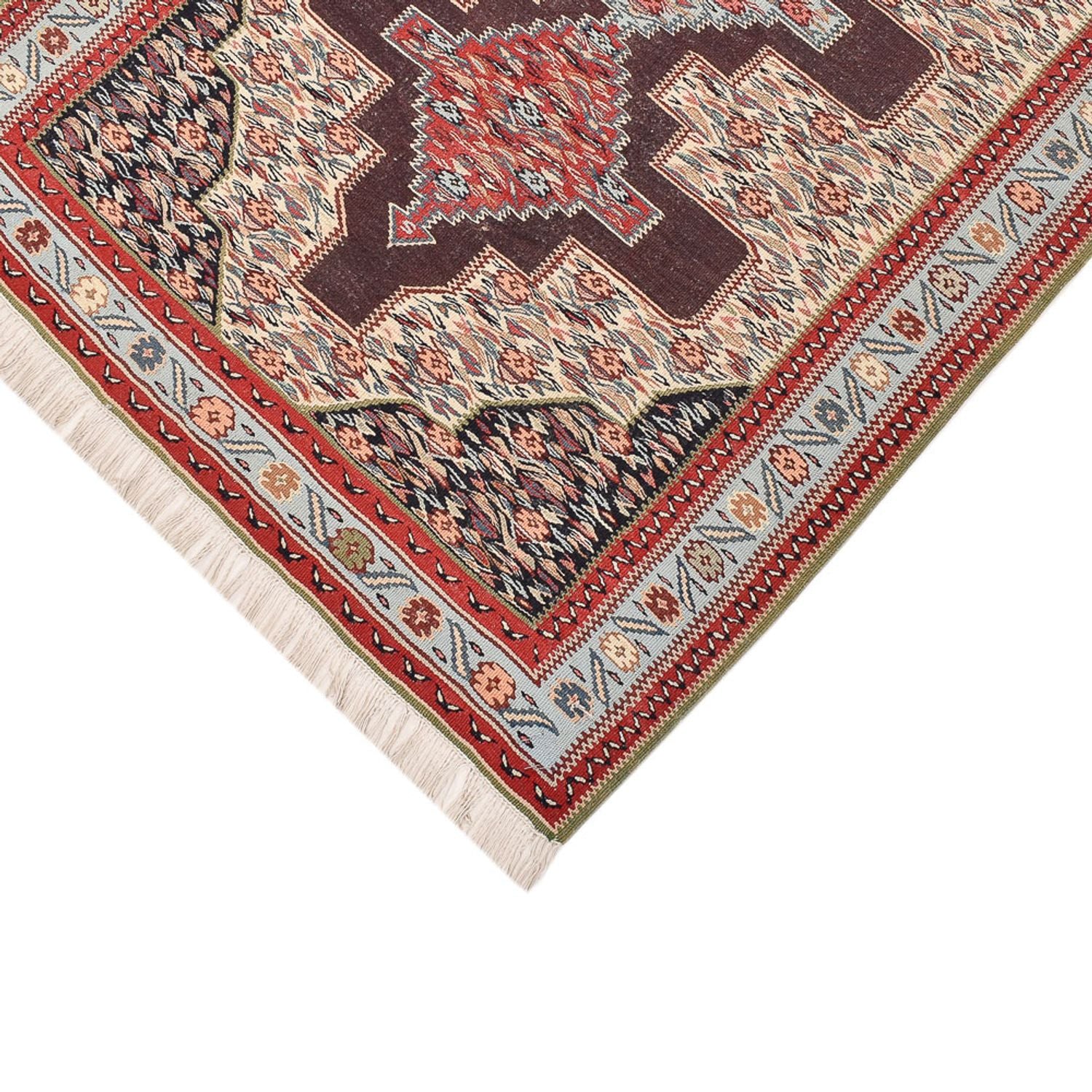 Løber Kelim-tæppe - orientalsk - 495 x 85 cm - mørkeblå