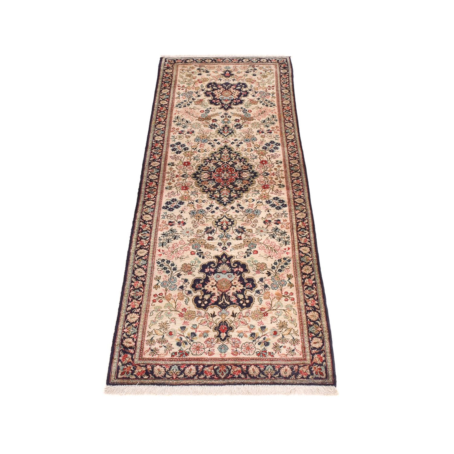 Løber Silketæppe - Ghom Silk - Premium - 222 x 69 cm - creme