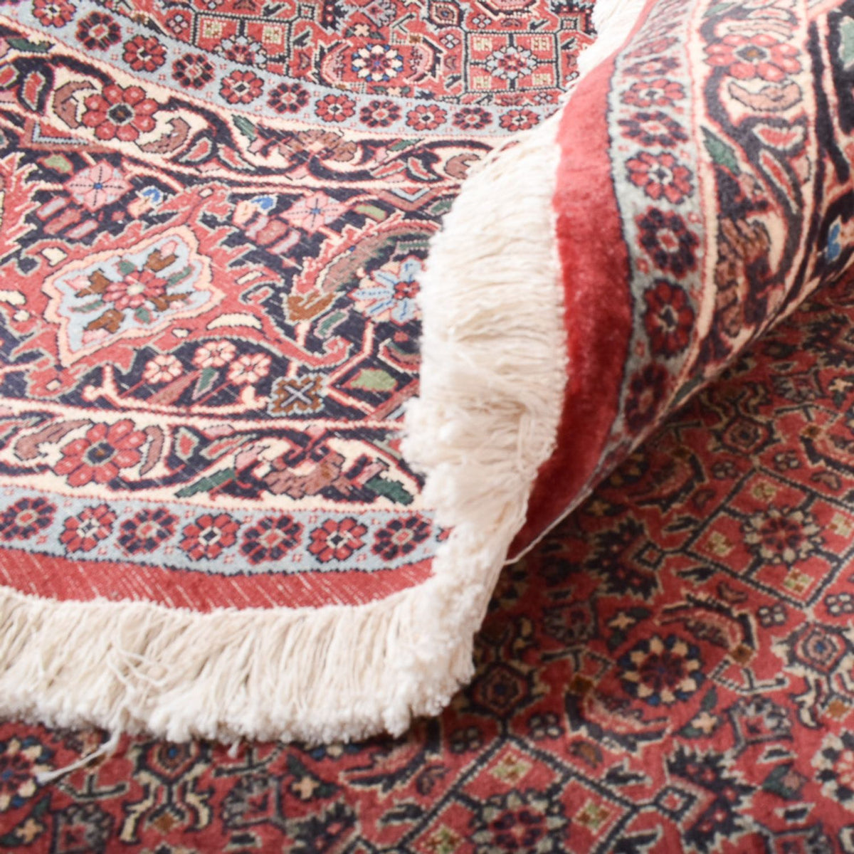 Persisk tæppe - Bijar rundt  - 255 x 255 cm - lysrød