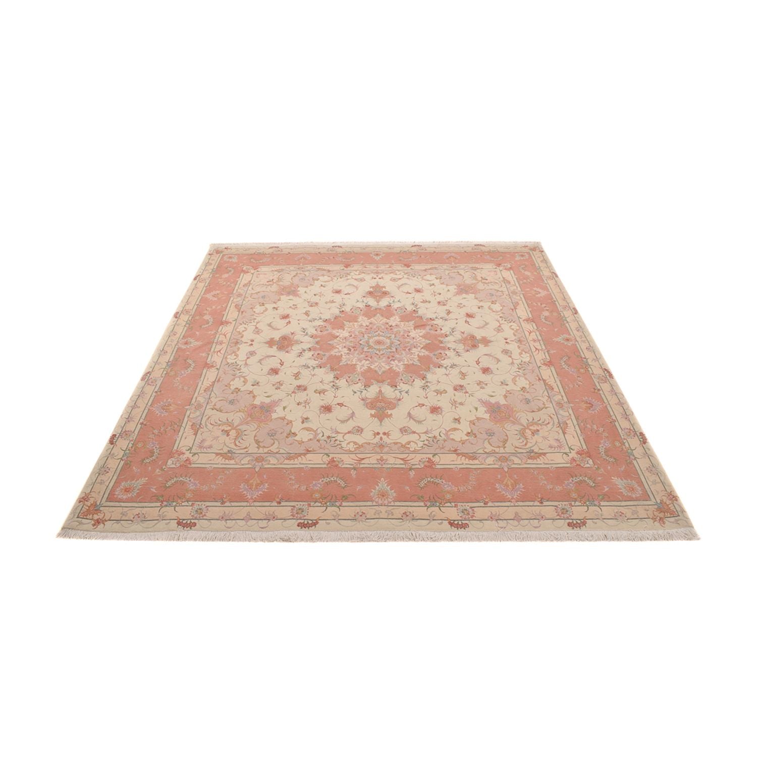 Persisk tæppe - Tabriz - Royal firkantet  - 245 x 245 cm - lys beige