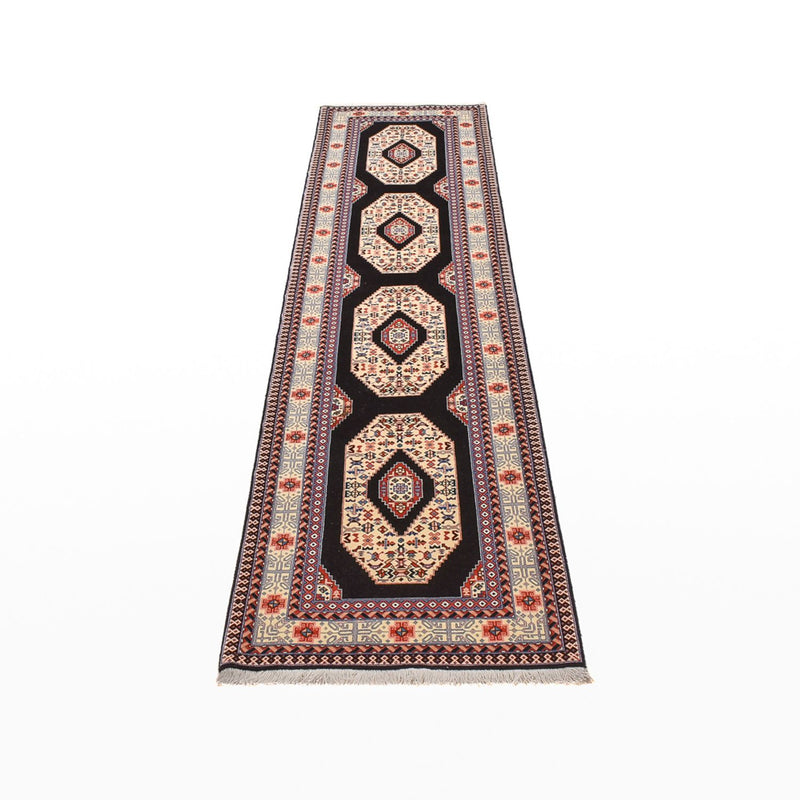 Løber Persisk tæppe - Tabriz - Premium - 305 x 75 cm - mørkeblå