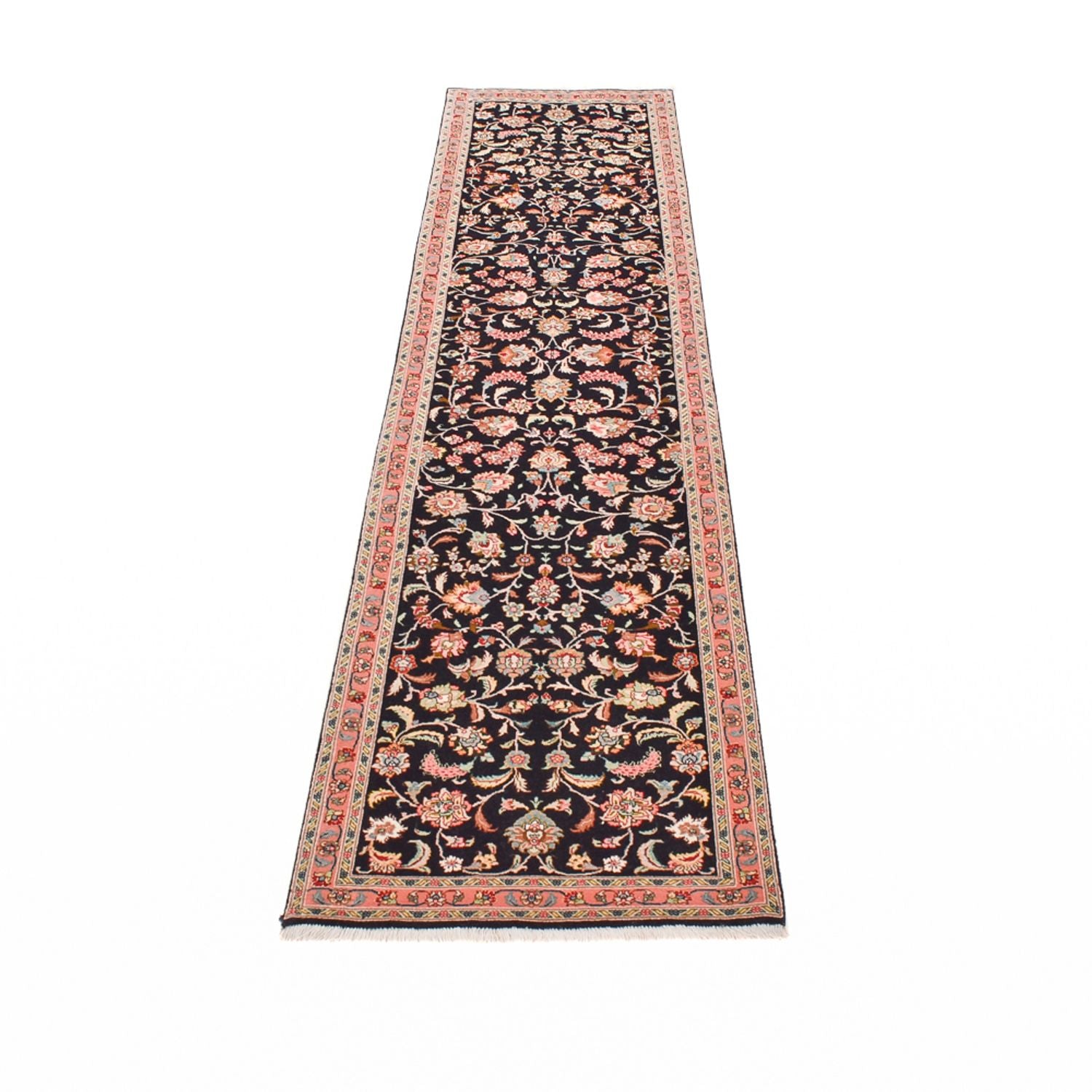 Løber Persisk tæppe - Tabriz - Premium - 290 x 69 cm - mørkeblå