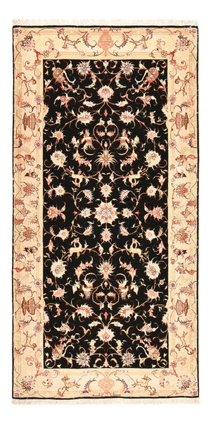 Løber Persisk tæppe - Tabriz - Royal - 204 x 100 cm - mørkeblå