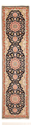 Løber Persisk tæppe - Tabriz - Premium - 308 x 74 cm - mørkeblå