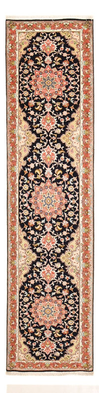 Løber Persisk tæppe - Tabriz - Premium - 308 x 74 cm - mørkeblå