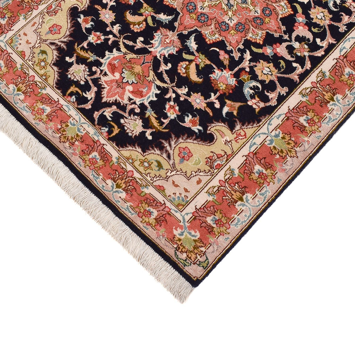 Løber Persisk tæppe - Tabriz - Premium - 308 x 74 cm - mørkeblå