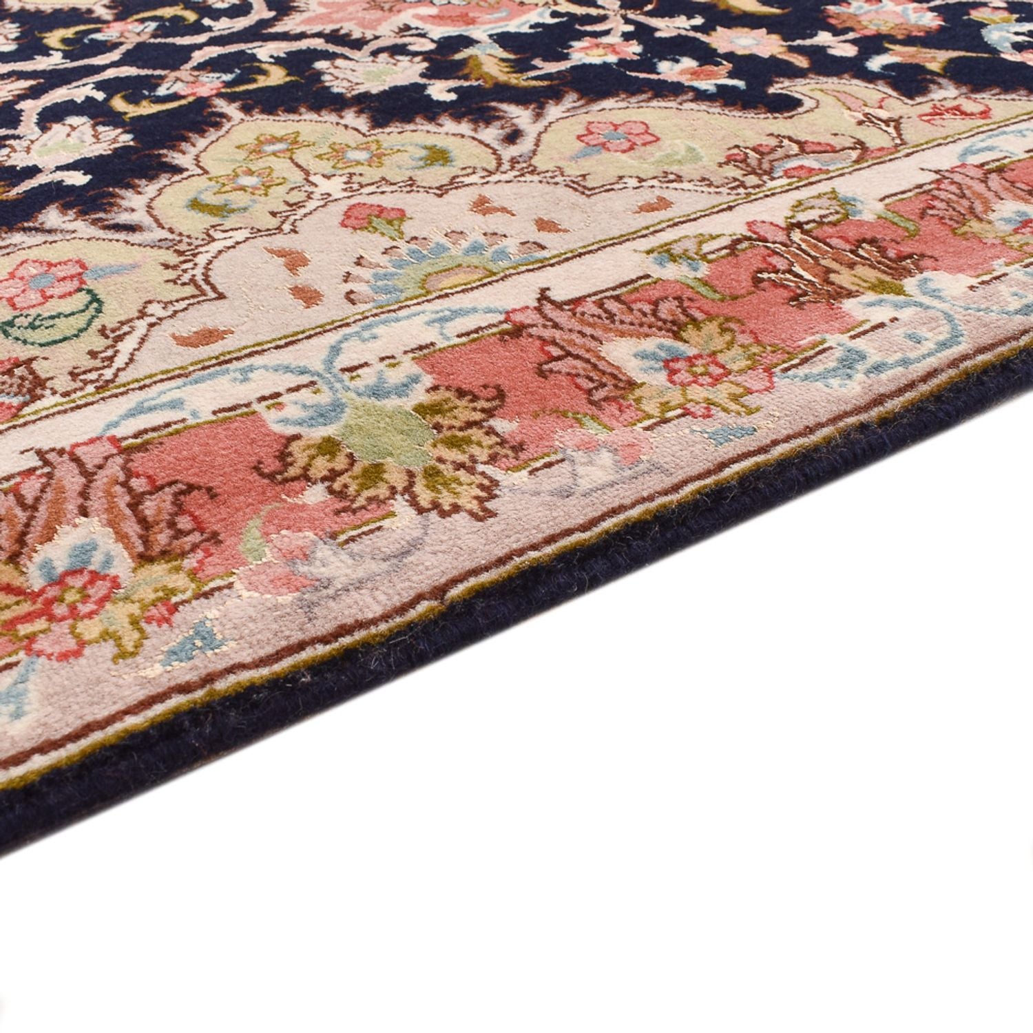 Løber Persisk tæppe - Tabriz - Premium - 308 x 74 cm - mørkeblå
