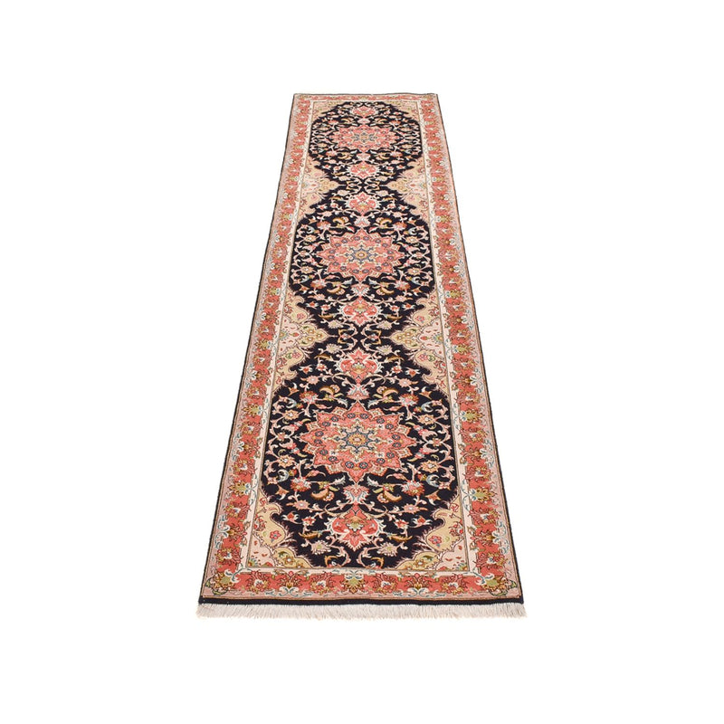 Løber Persisk tæppe - Tabriz - Premium - 308 x 74 cm - mørkeblå