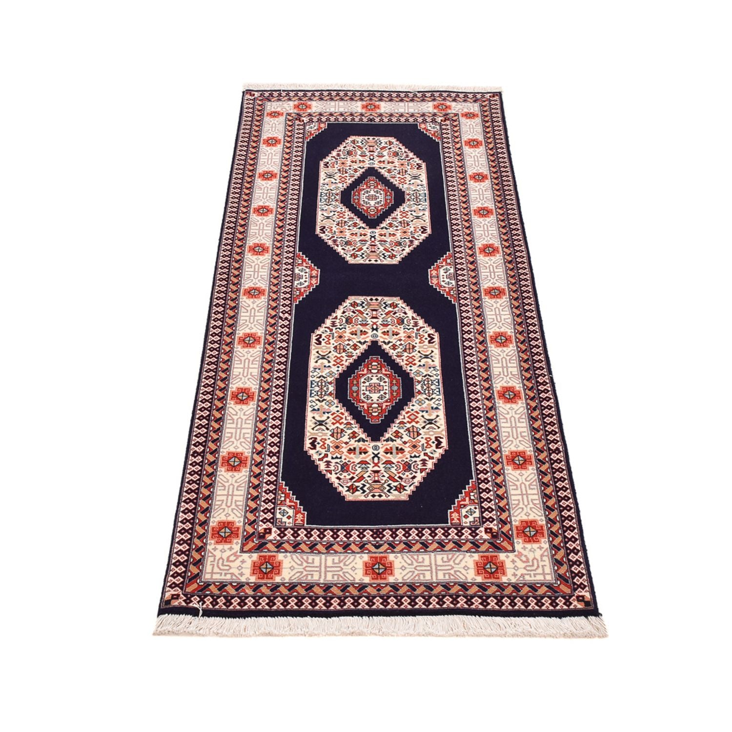 Løber Persisk tæppe - Tabriz - Premium - 186 x 72 cm - mørkeblå
