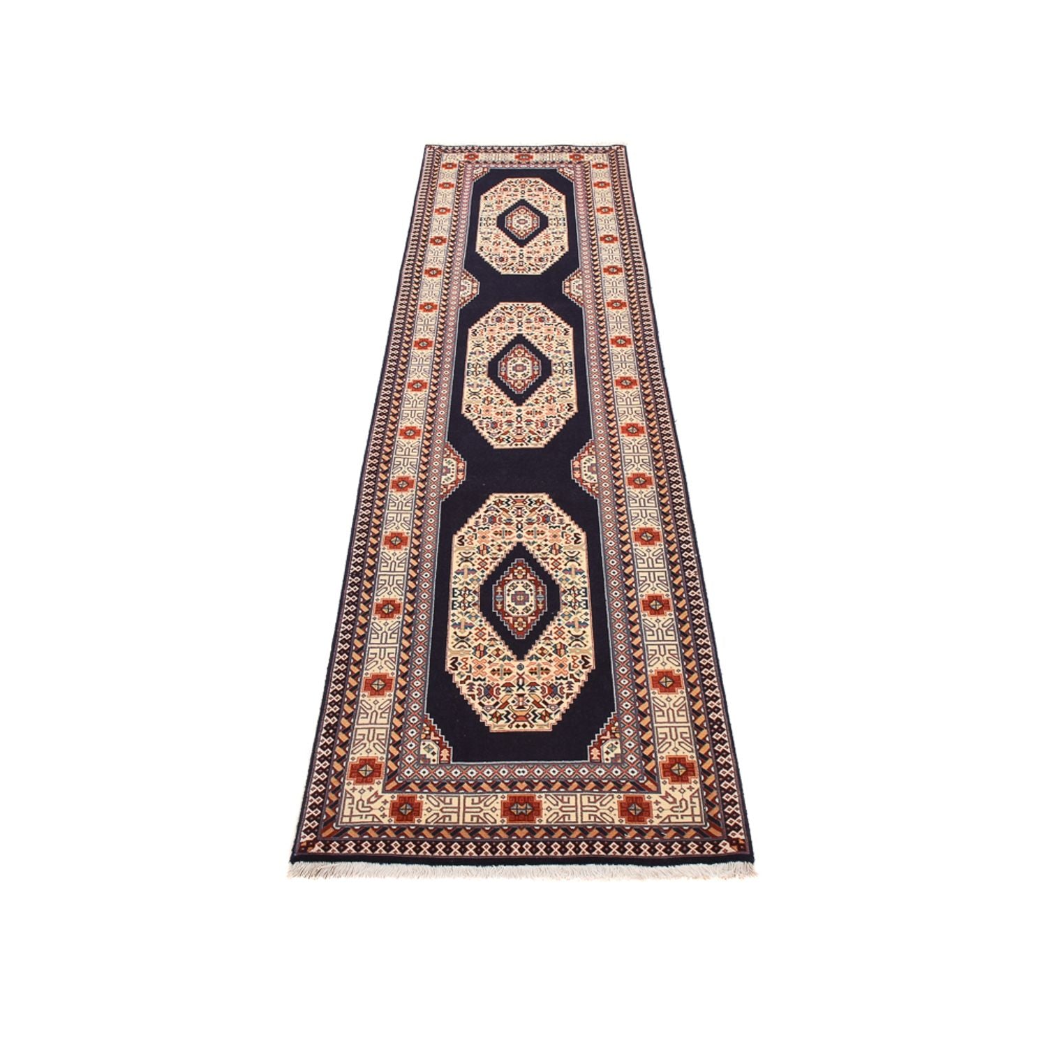 Løber Persisk tæppe - Tabriz - Premium - 300 x 73 cm - mørkeblå