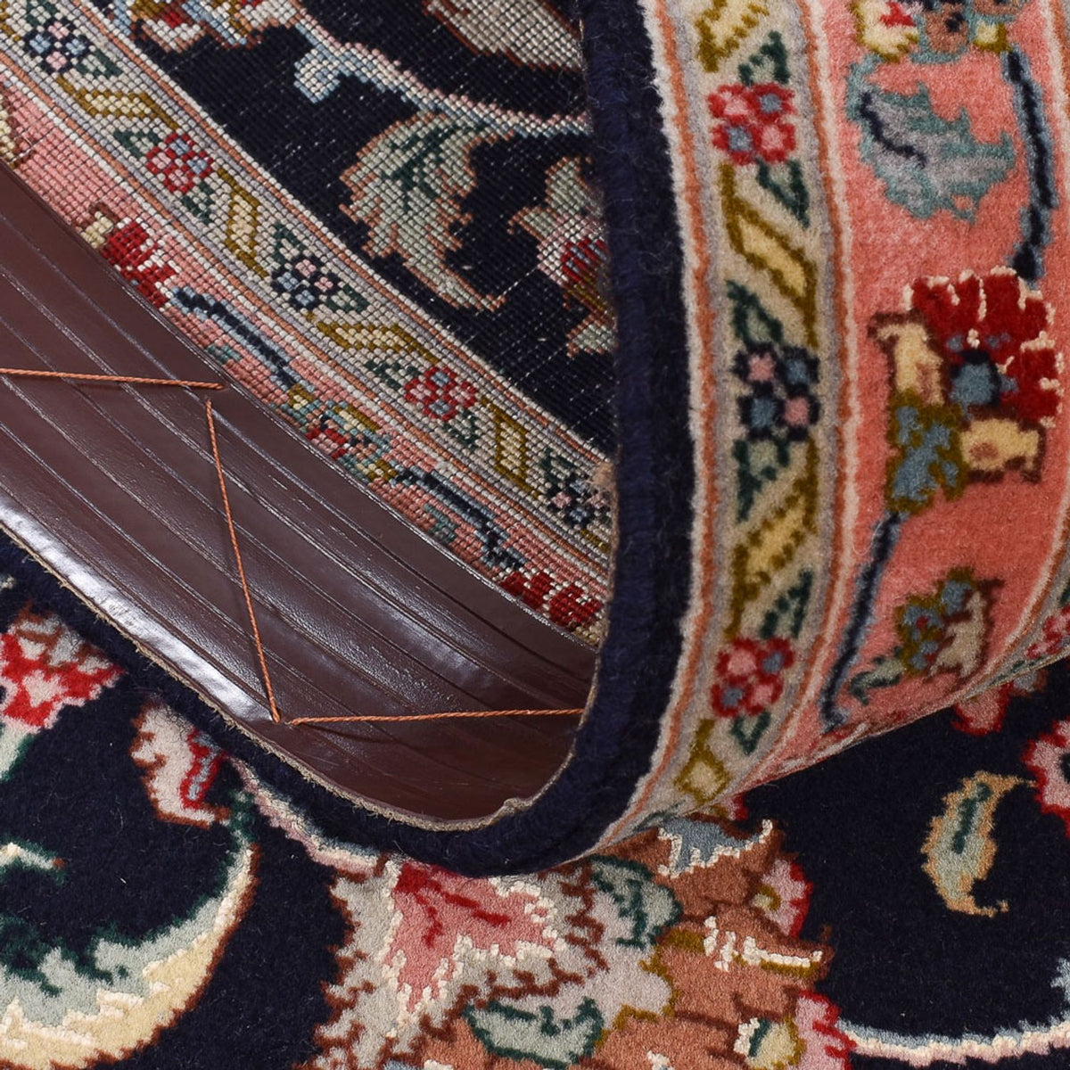 Løber Persisk tæppe - Tabriz - Premium - 300 x 66 cm - mørkeblå