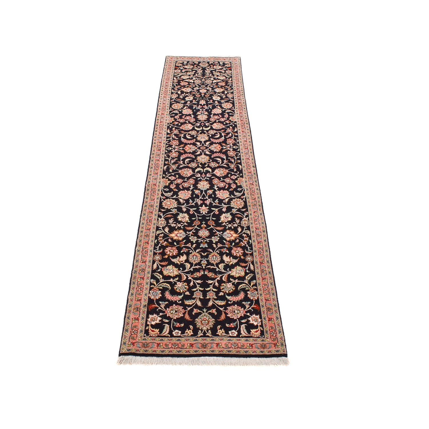 Løber Persisk tæppe - Tabriz - Premium - 300 x 66 cm - mørkeblå