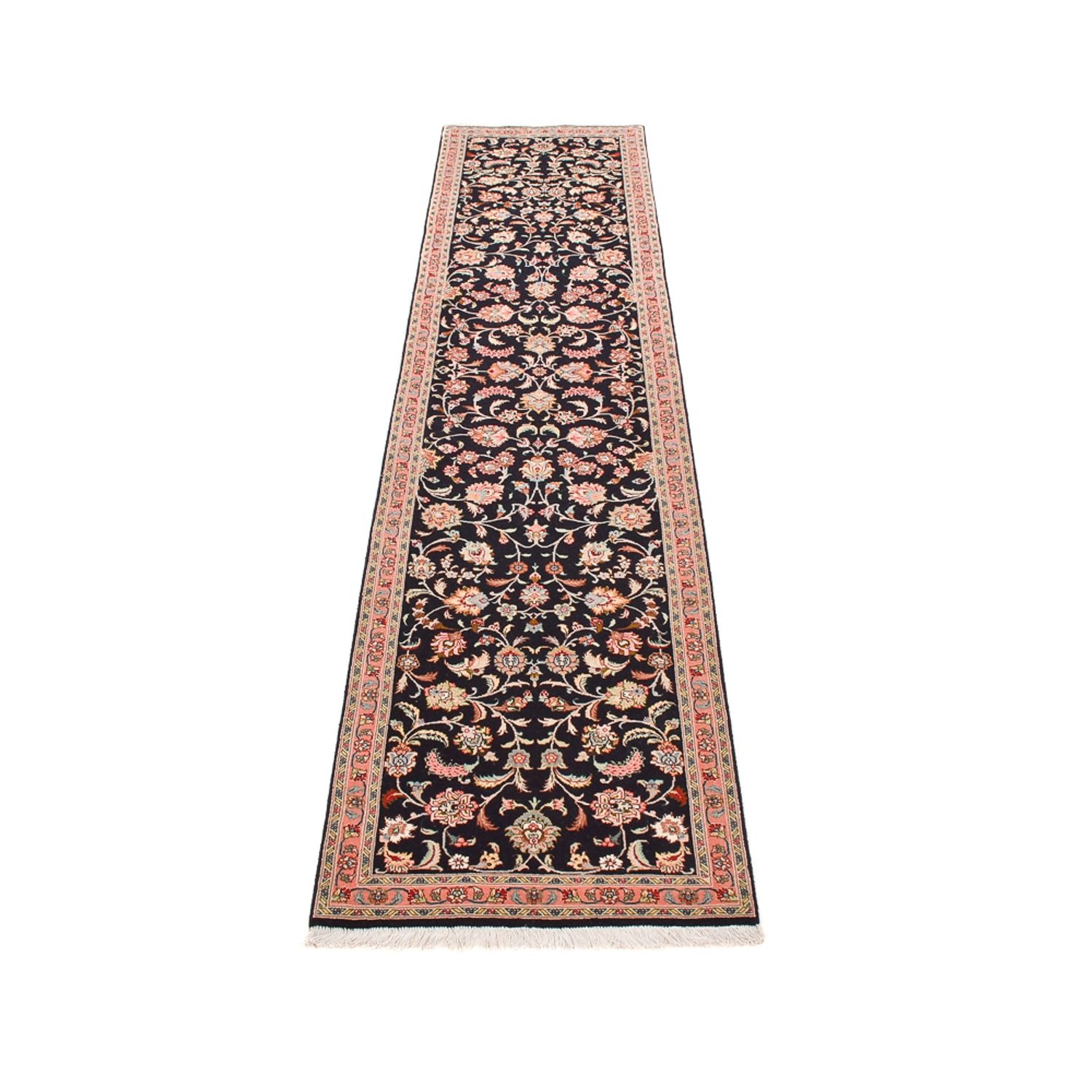 Løber Persisk tæppe - Tabriz - Premium - 300 x 67 cm - mørkeblå