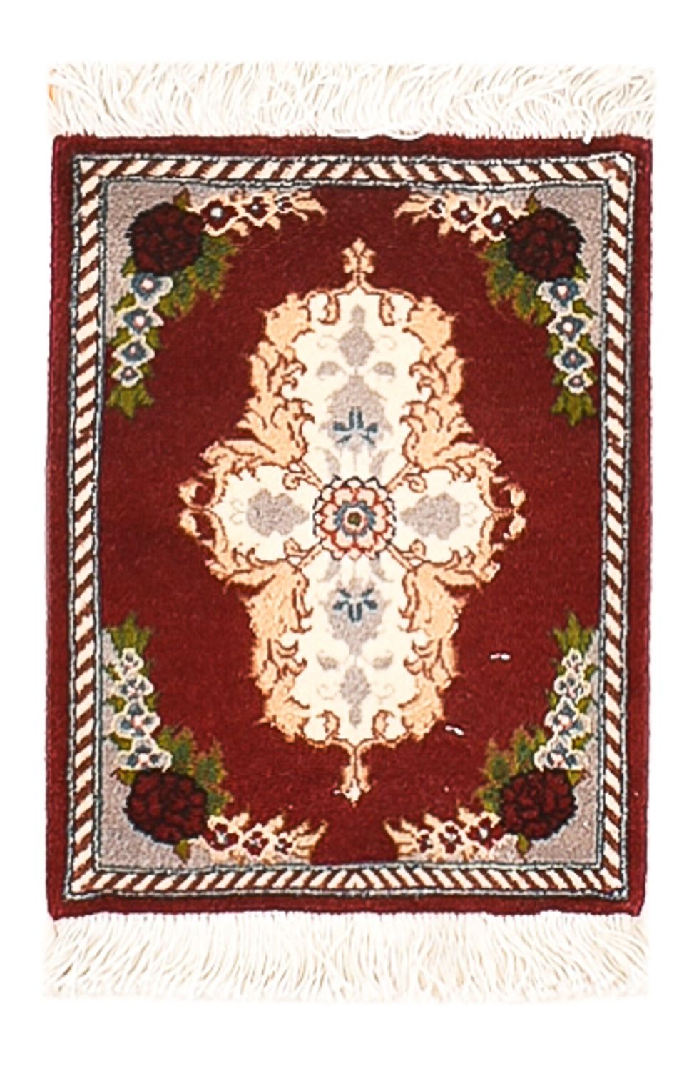 Persisk tæppe - Tabriz - Premium - 40 x 30 cm - mørkerød