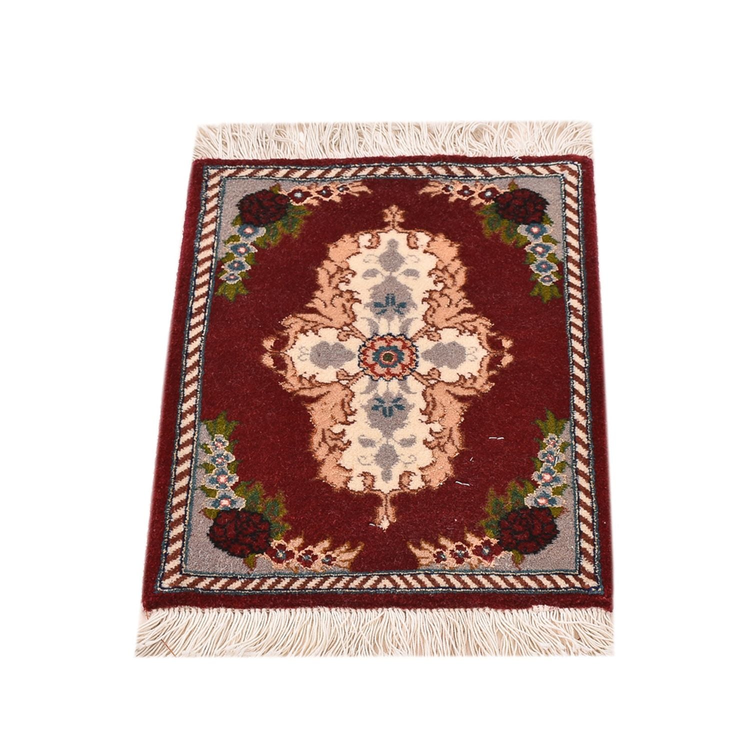 Persisk tæppe - Tabriz - Premium - 40 x 30 cm - mørkerød