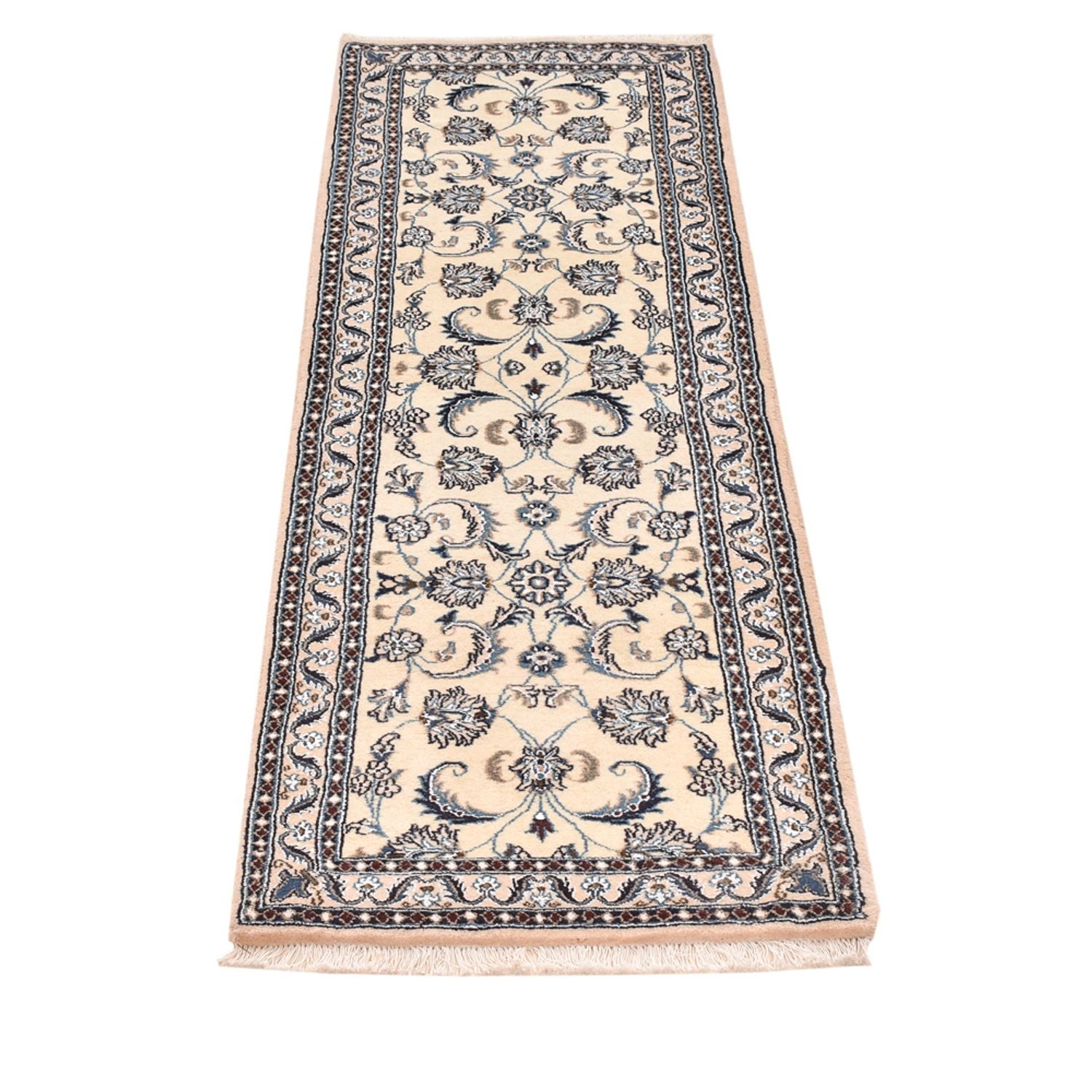 Løber Persisk tæppe - Nain - Royal - 195 x 57 cm - creme