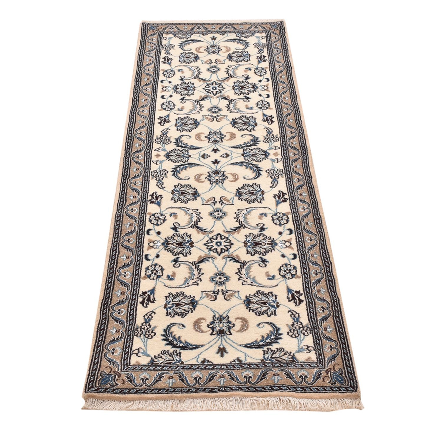Løber Persisk tæppe - Nain - Royal - 202 x 63 cm - creme