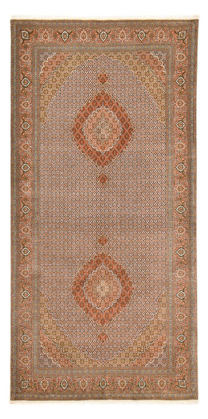 Løber Persisk tæppe - Tabriz - Royal - 403 x 200 cm - lys brun