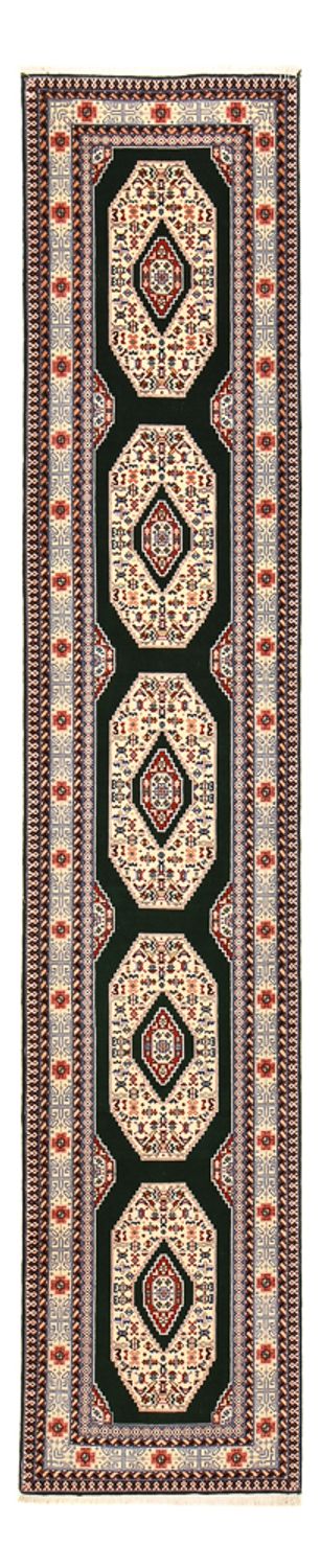 Løber Persisk tæppe - Tabriz - Premium - 372 x 74 cm - mørkeblå