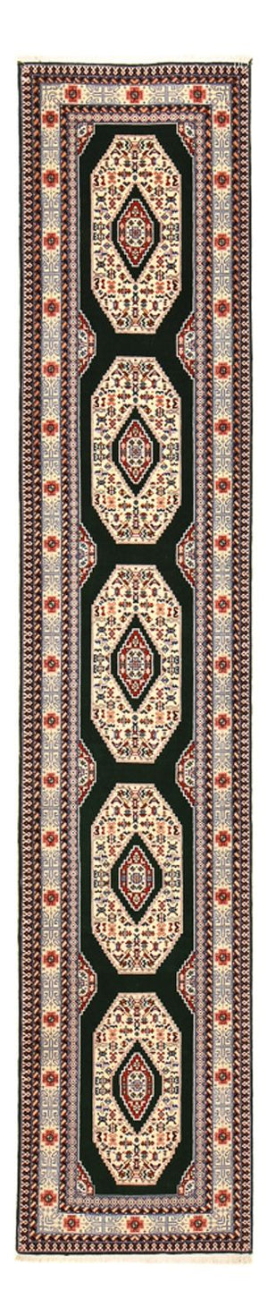 Løber Persisk tæppe - Tabriz - Premium - 372 x 74 cm - mørkeblå