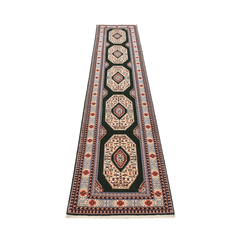 Løber Persisk tæppe - Tabriz - Premium - 372 x 74 cm - mørkeblå