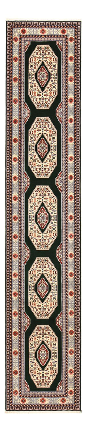 Løber Persisk tæppe - Tabriz - Premium - 370 x 75 cm - mørkeblå