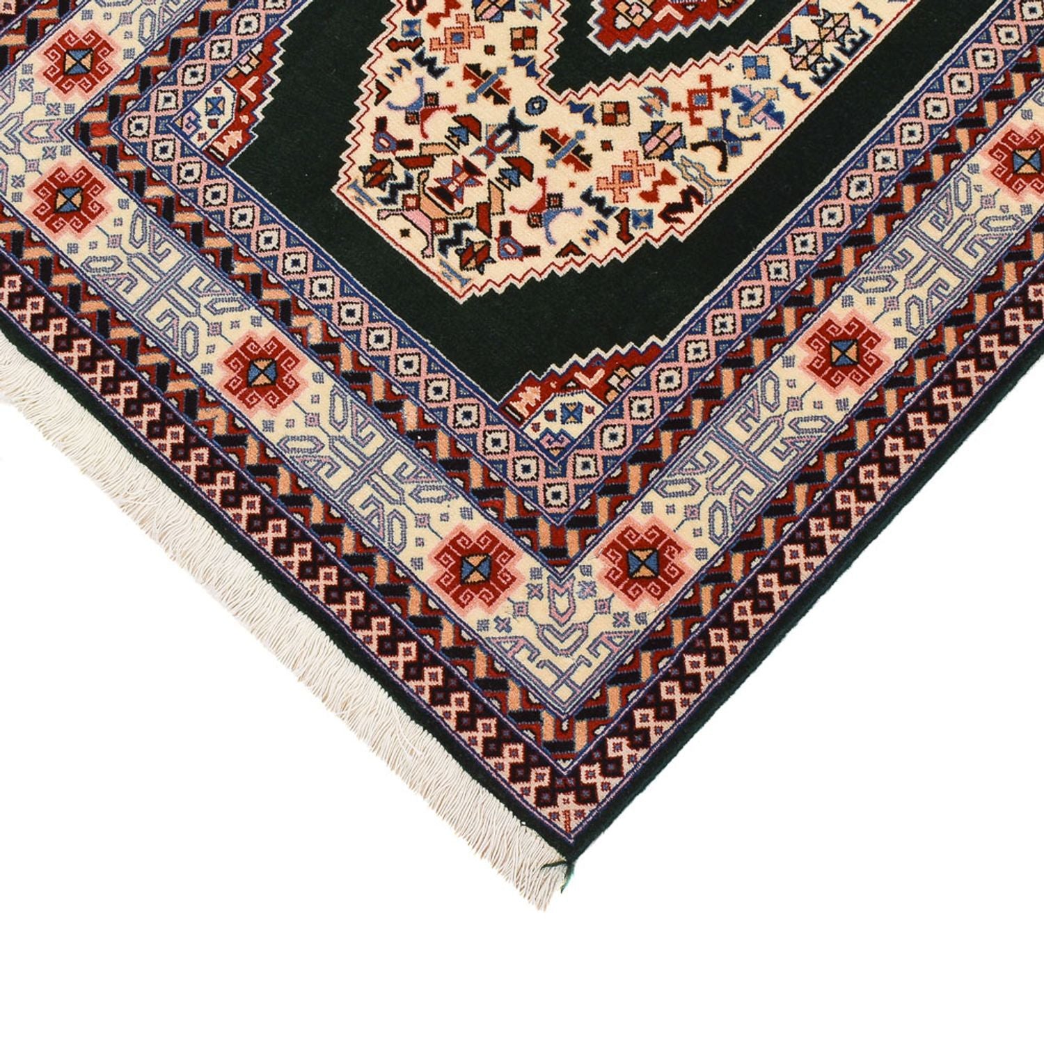 Løber Persisk tæppe - Tabriz - Premium - 370 x 75 cm - mørkeblå