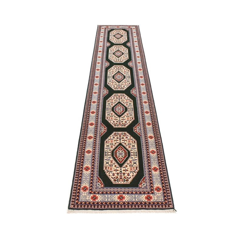 Løber Persisk tæppe - Tabriz - Premium - 370 x 75 cm - mørkeblå