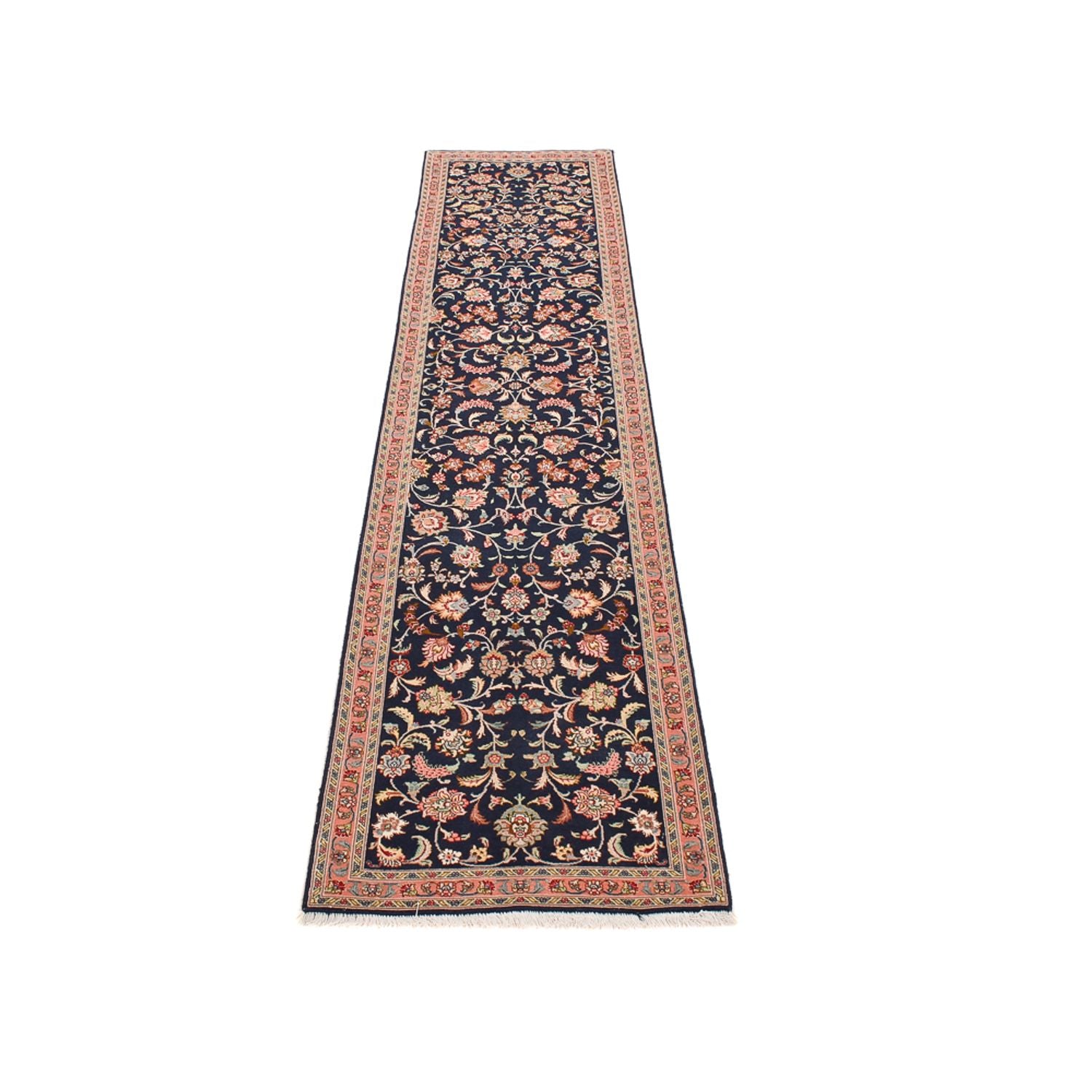 Løber Persisk tæppe - Tabriz - Premium - 300 x 68 cm - mørkeblå