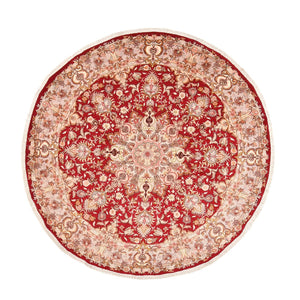 Persisk tæppe - Tabriz - Premium rundt  - 200 x 200 cm - rød