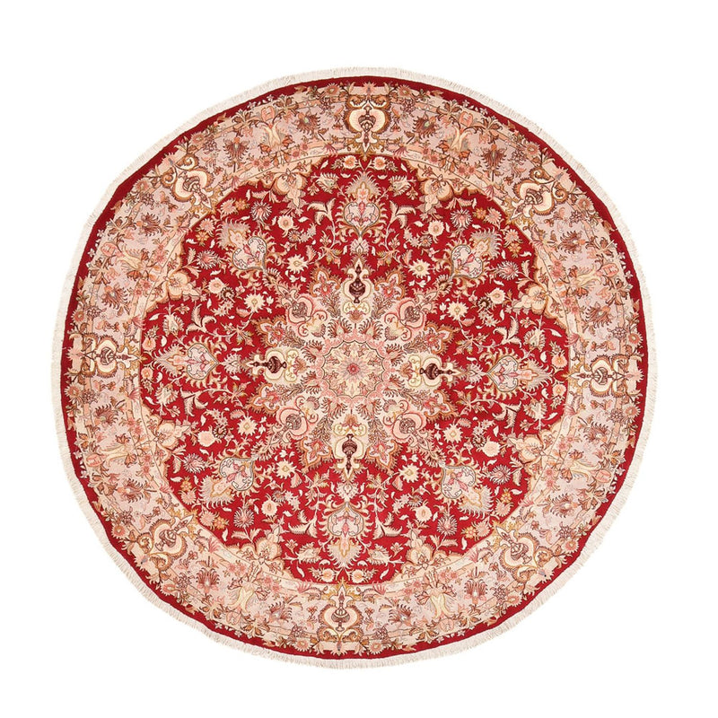 Persisk tæppe - Tabriz - Premium rundt  - 200 x 200 cm - rød