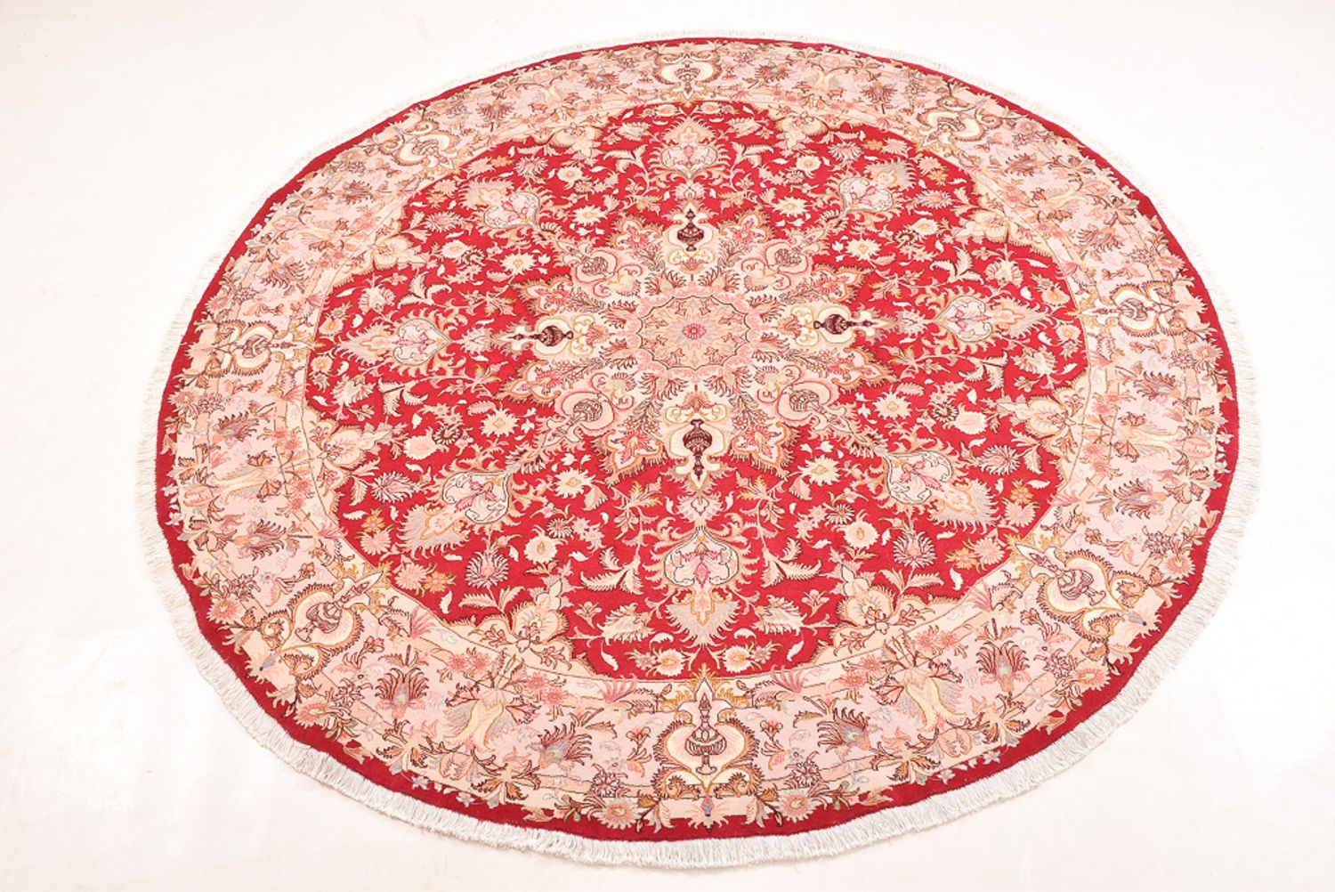 Persisk tæppe - Tabriz - Premium rundt  - 200 x 200 cm - rød