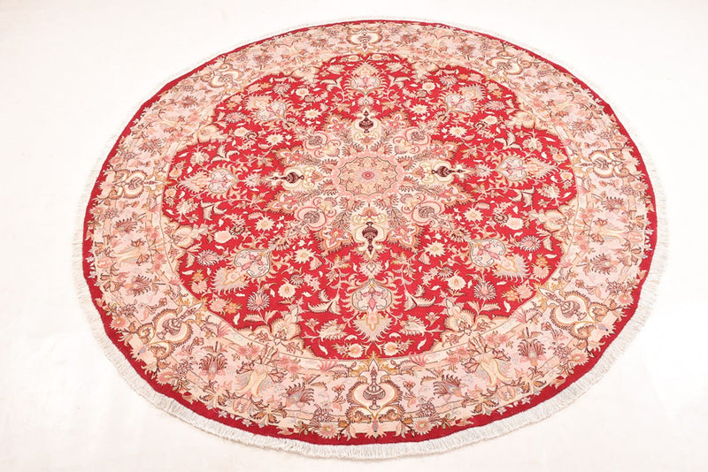 Persisk tæppe - Tabriz - Premium rundt  - 200 x 200 cm - rød